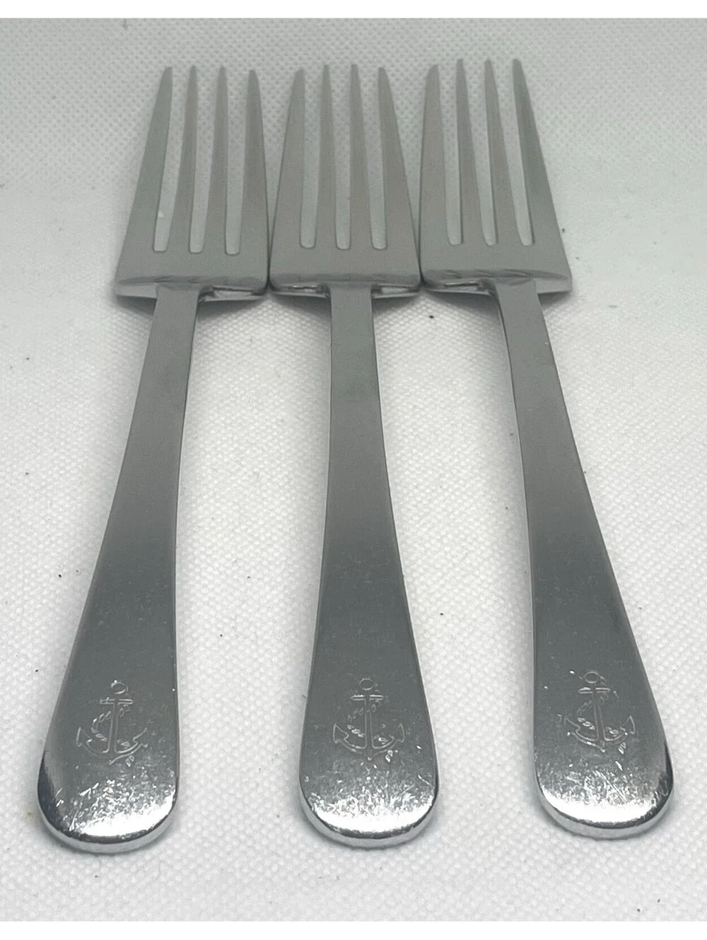 (3) Ralph Lauren 1998 BOATHOUSE Stainless Anchor Dinner Fork Lot ~ 7 7/8”